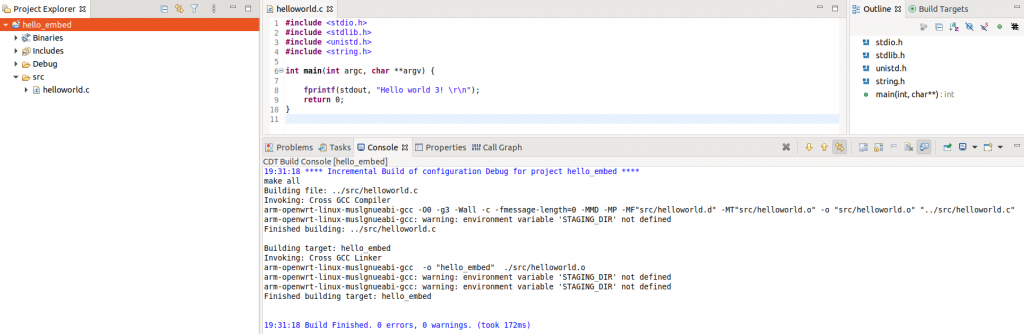Embedded linux development and remote debugging using Eclipse IDE